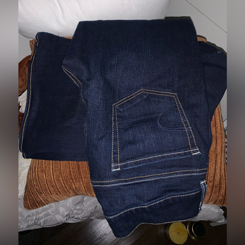 Flared low rise jeans